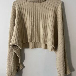 Nasty Gal Taupe Ribbed Turtleneck Sweater